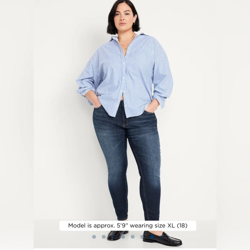 🆕 Old Navy Women’s Mid-Rise Rockstar Super-Skinny Jeans 14 Large Dark Wash - Picture 4 of 16